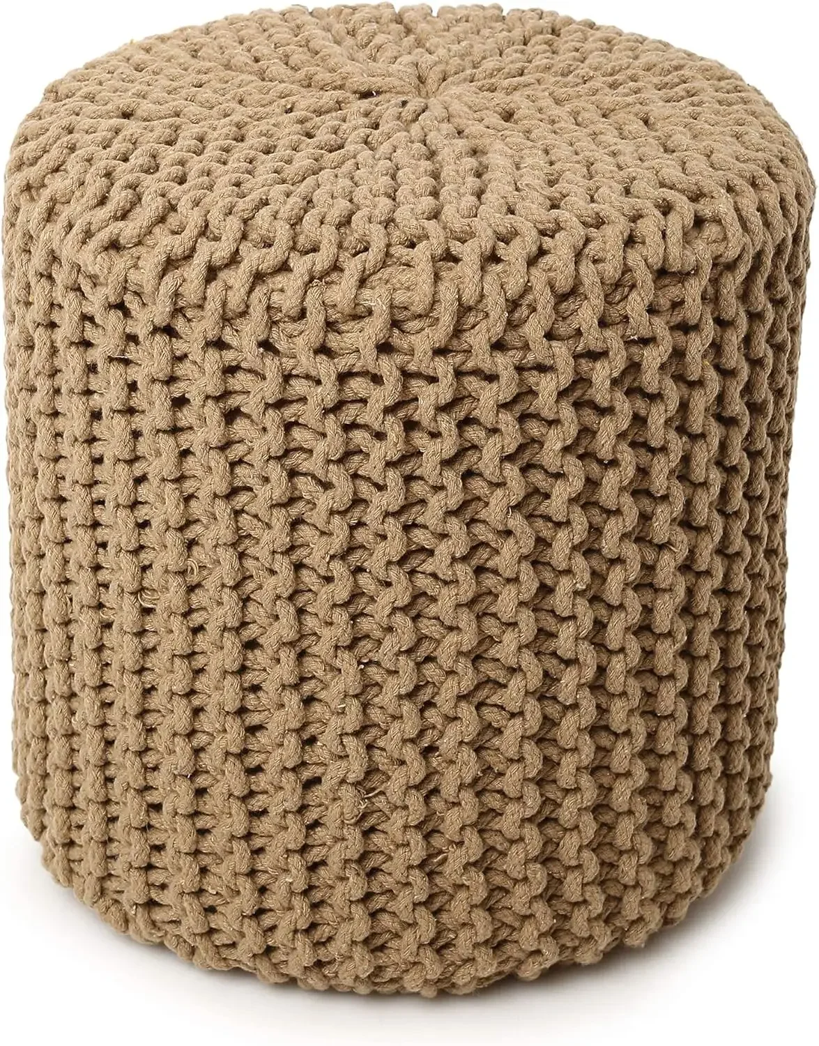 

Cylindrical Hand Knitted Pouf Foot Stool Ottoman Cord Boho Pouffe Cotton Round Poof for Home Decor Living Room Nursery