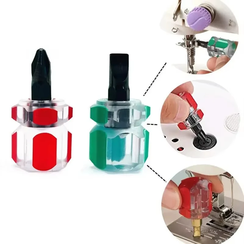 1PC Nähmaschine Schraubendreher Kit Mini Kurzen Schraubendreher Tragbare Rettich Kopf Nadel Platte Schraubendreher Reparatur Nähen Werkzeuge
