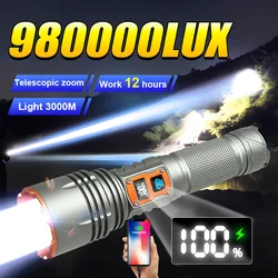 2024 Most Powerful Long Range Flashlight Ultra Bright Tactical Emergency Flashlight Rechargeable Led Torch 18650 Camping Lantren