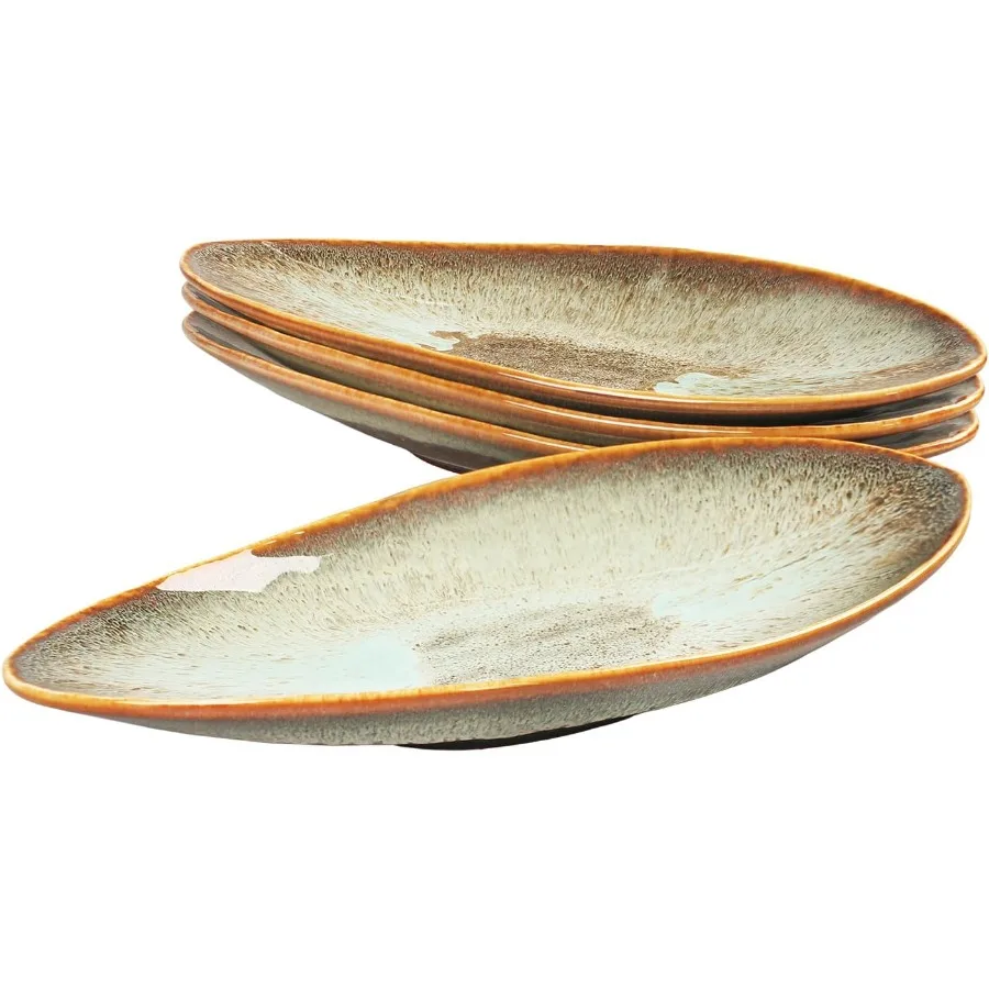 Ceramic Dinner Plates Set of 4 for Bread Pasta Salad Sushi Microwave Oven and Dishwasher Safe Scratch Resistant Durable Brown R