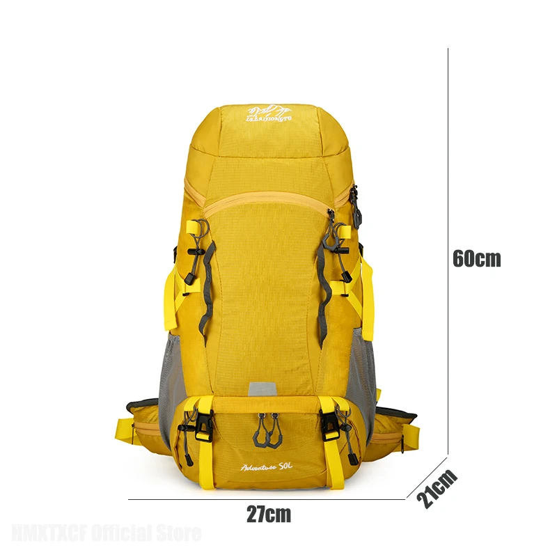 50L حقيبة السفر التخييم الرجال حقيبة ترحال كبيرة حقيبة الظهر السياحية مقاوم للماء الرياضة في الهواء الطلق تسلق حقيبة تسلق الجبال الأمتعة