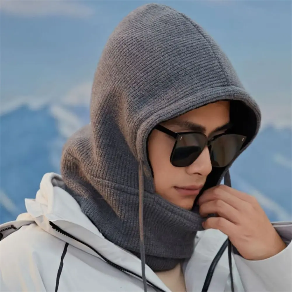 One-piece Windproof Snow Hat Plush Thickening Integrated Outdoor Cycling Scarf Ear Protection Full Face Cover Warm Face Mask