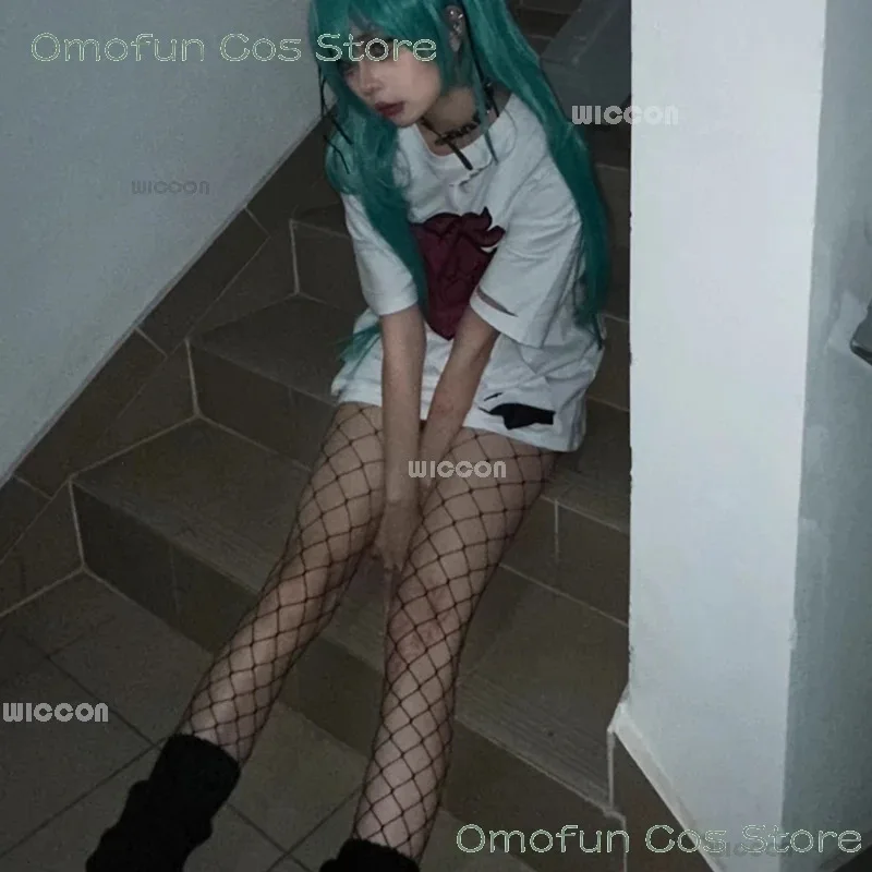 ديفا فتاة حزينة الجنس نفس النمط قميص PJSK Mikku تأثيري حلي شعر مستعار Yandere الزي فتاة امرأة تنورة Mikuo المشجعين لعب الأدوار الزي الرسمي