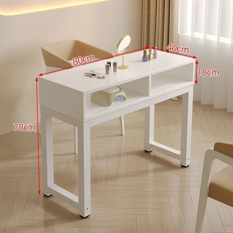 Nail art table for three, two-person wooden minimalist double-layer nail salon table storage and storage