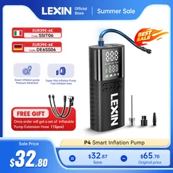 Bomba de aire inteligente Lexin P4 de 4000mAh para motocicletas, inflador de neumáticos, barco de bicicleta con LED Digital y inflado de presión preestablecida