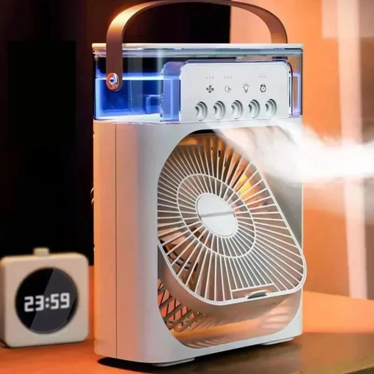 3 In 1 Mini Portable Air Conditioner Fan Household Air Cooler with LED Night Light Humidifier Air Adjustment for Home Office