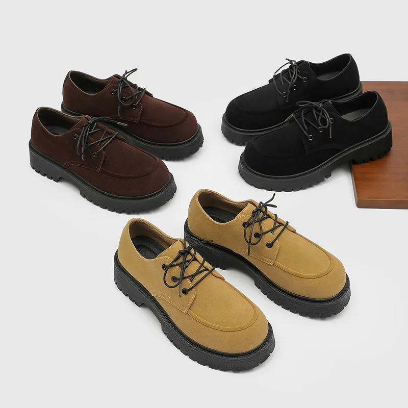 

Men's Leather Shoes:Lace-up Buckle-Derby Shoe-Style Wide-Toe Casual Loafers#Business British Formal Luxury Black Driving Shoes