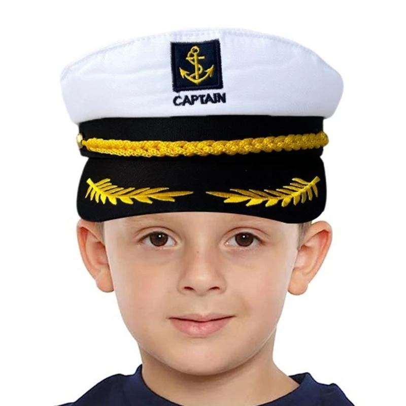 

F19F Yacht Captain Hat Marine Hat Adjustable Sailor Captain Costume Men Boat Hat for Kids