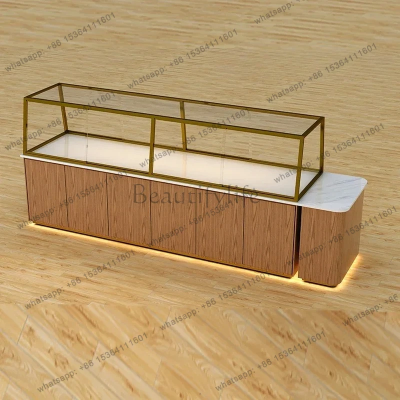 46Bread Display Cabinet Curved Glass Log Wind Japanese Nakajima Cabinet Multi-layer Display Shelf