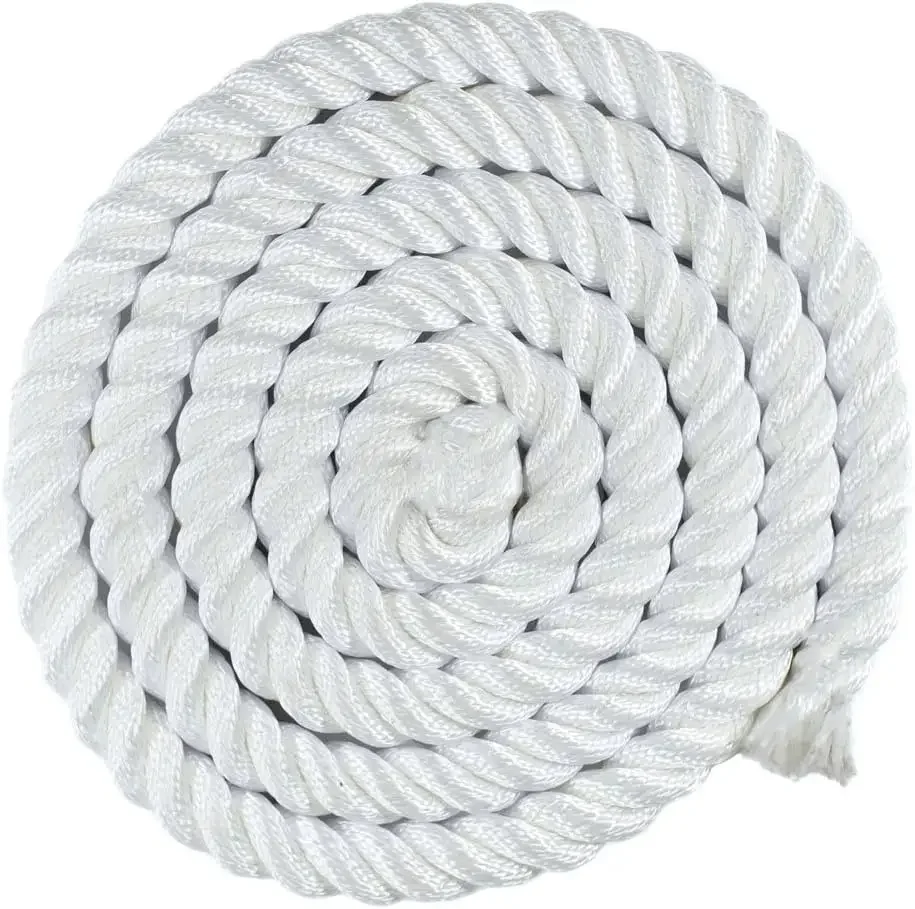 White Twisted Nylon Rope (1.25 Inch x 100 Feet) - Multipurpose Utility Line