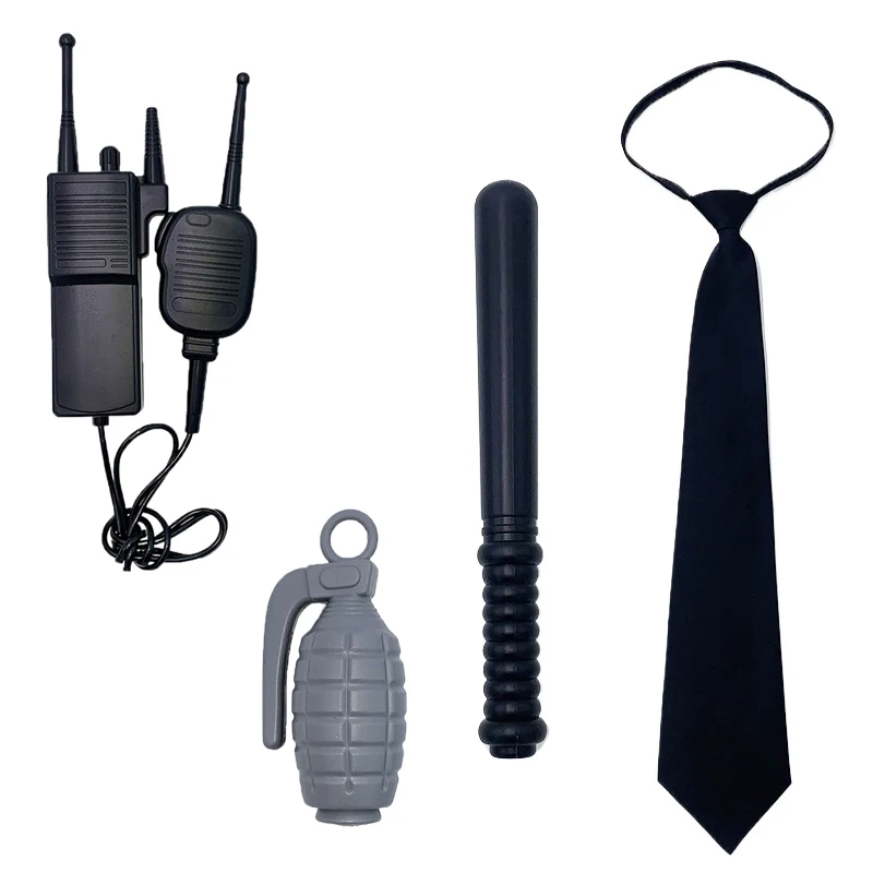 

Набор аксессуаров для полицейского косплея из 7 или 5 предметов: полицейский галстук, дубинка, наручники, перчатки, свисток, граната. Набор реквизита для вечеринок.