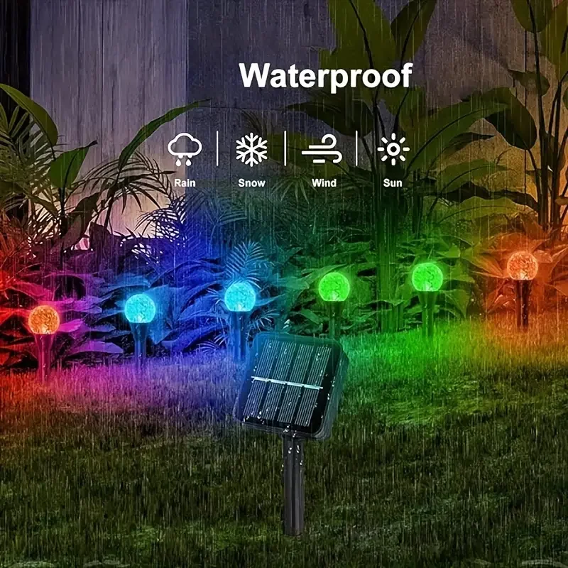 20 in 1 Solar Crystal Lights Outdoor MultiColor Fairy String Decor Plastic Stake Mounted Solar Charged Garden Pathway Light