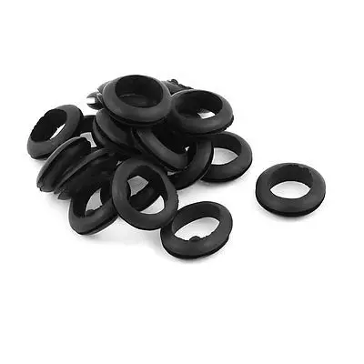 20 x gomma nera 18mm anello con foro aperto passacavo per cablaggio a doppio lato