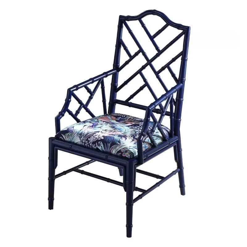 

Medieval French bamboo study classical leisure chair tea house hollow old dining chair high-end