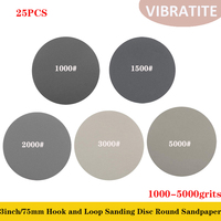 25 PCS 3 Inch Sanding Disc, Wet Dry Sandpaper 1000-5000# Variety Grits Sand Paper for Metal Wood Grass Jewelry Headlight Cleane