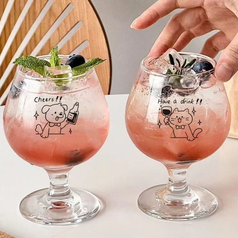 Cute Puppy Egg Shaped Glass Goblet,Restaurant Dessert Cup,Craft Beer Glass, High-end Whiskey Glass, Bar Accessories Wine Glasses