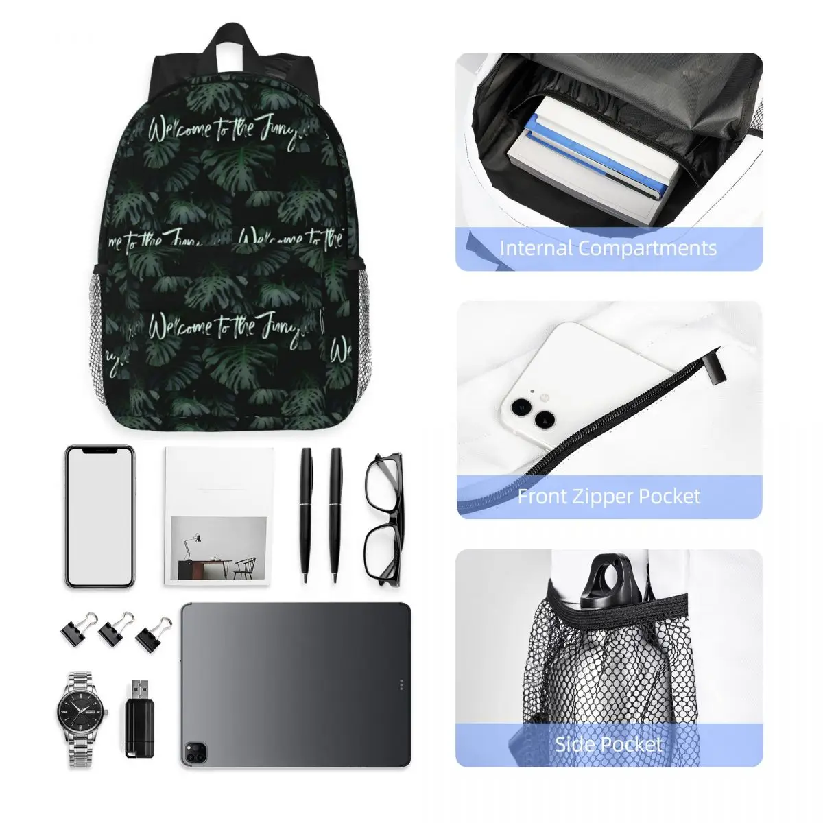 Willkommen im Dschungel, tropischer digitaler Rucksack, heißer Verkauf, Tagesrucksack, große Kapazität, Büchertasche, Umhängetaschen für Männer und Frauen, Schultasche