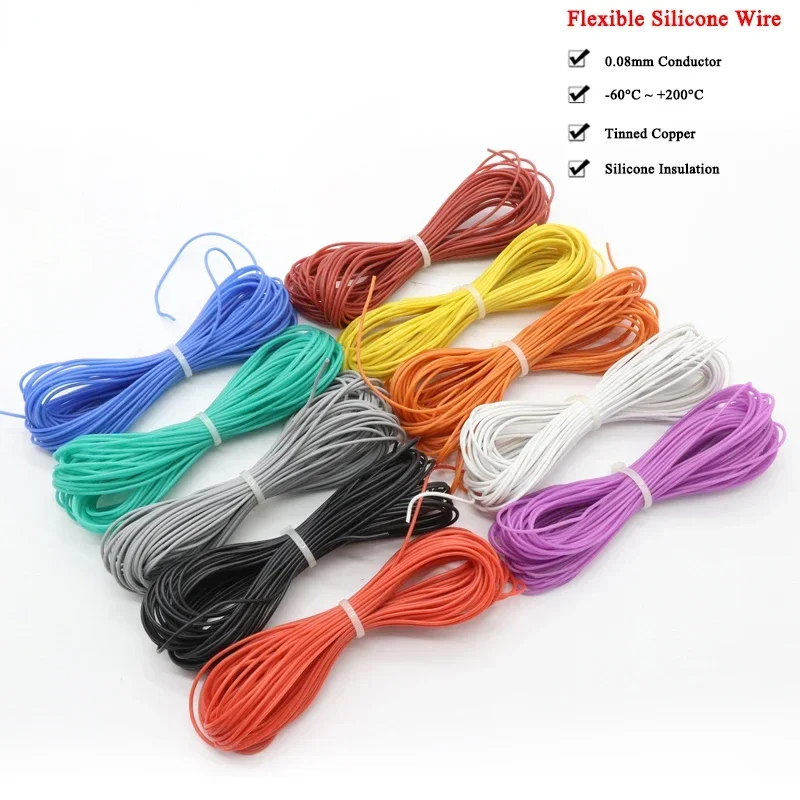 Rzepak 1M/5M Copper Wire Heat-resistant cable 30AWG~10AWG Ultra Soft Silicone Wire Heat-resistant Ultra Flexible Electronic Cord