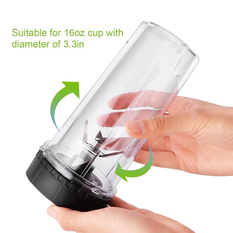 ABSS-2-Pack vasos de repuesto para licuadora de 16Oz con tapas Sip, compatibles con licuadora Nutri Ninja BL770 BL780 BL660
