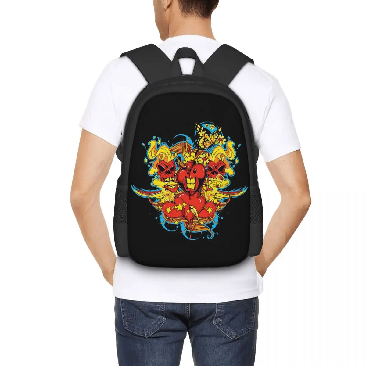 

Red Sword With Wings Skull Heart Student Backpack School Bag Hiking Travel Daypack for Boys Girls Fashion Bookbag Shoulder Bags