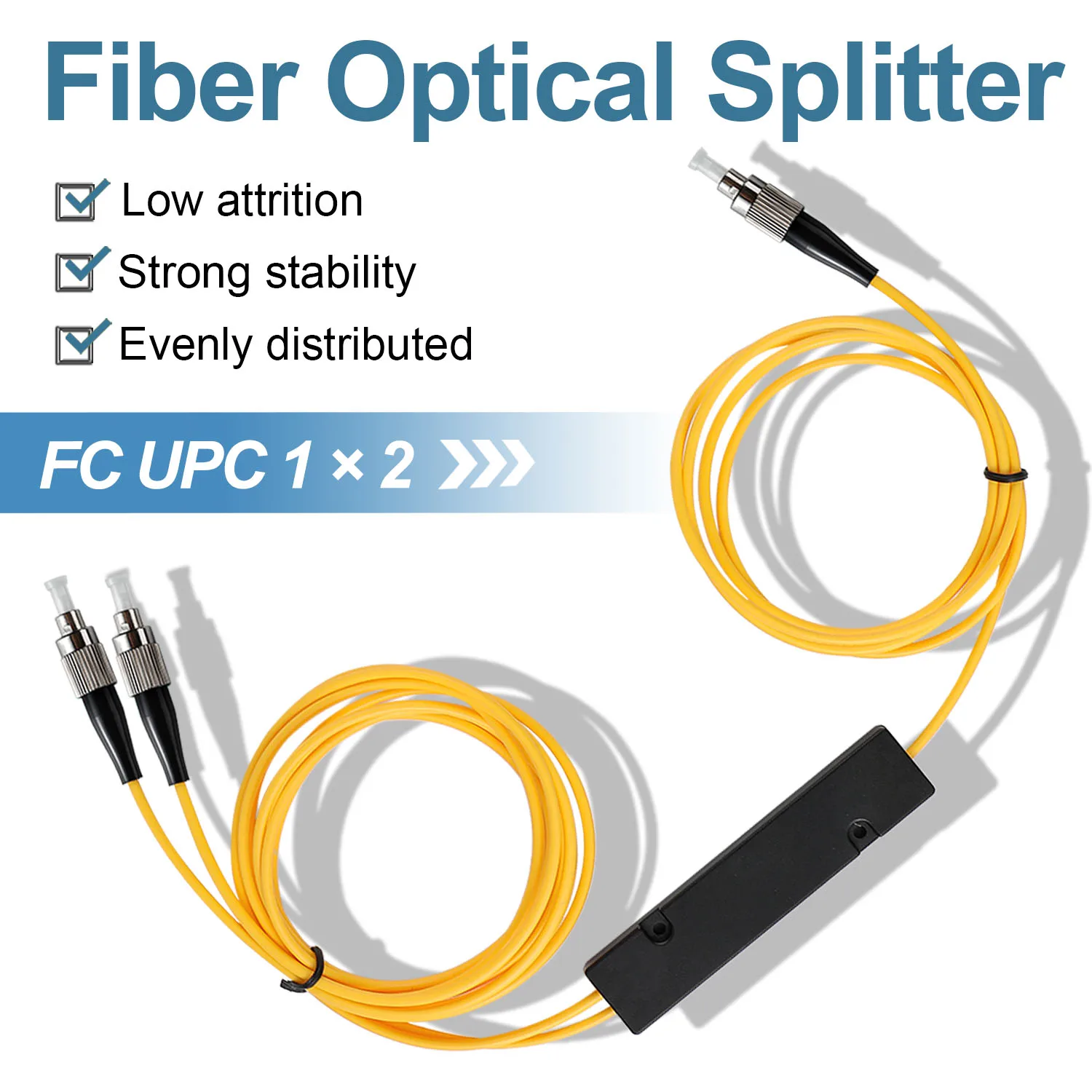 Splitter per cavo in fibra ottica PLC 1 x2 FC UPC con canale di distribuzione da 1 a 2 accoppiatore per cablaggio con rapporto 50:50 per sistema