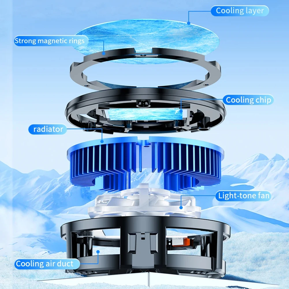 พัดลมระบายความร้อนหม้อน้ำโทรศัพท์มือถือดิจิตอล dsplay คูลเลอร์แม่เหล็กสำหรับ iPhone Samsung อุปกรณ์เสริมสำหรับเล่นเกม pubg