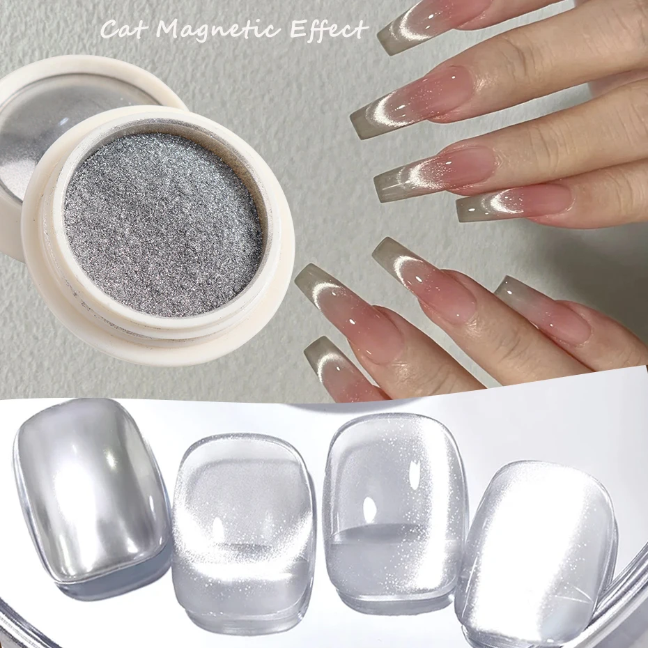 Aurora Cat Magnetic Nail Powder Chrome Pigment Metallic Rubbing Dust Chameleon Effect Nail Art Glitter Manicure Decoration