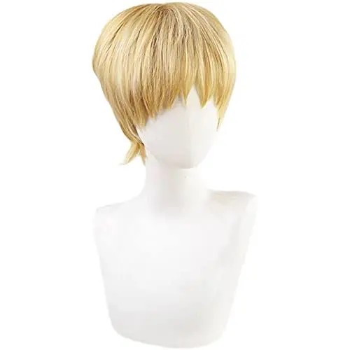 Yellow Synthetic Wig for Armin Arlert AOT Cosplay Final Season 4 Men Short Straight Layered Anime Hair with Bangs