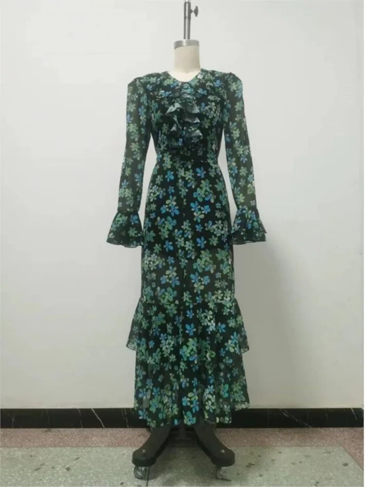 Vintage Women Dress Long Sleeve Printed Long Dresses Autumn Elegant Vestidos Para Mujer Boho Ladies Comfort Commuting Clothing