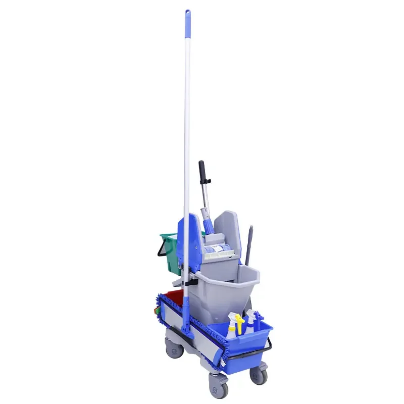 Wholesale Restaurant Service Multifunction Hotel Plastic Housekeeping Serving Folding Cleaning Trolley Janitorial Cart