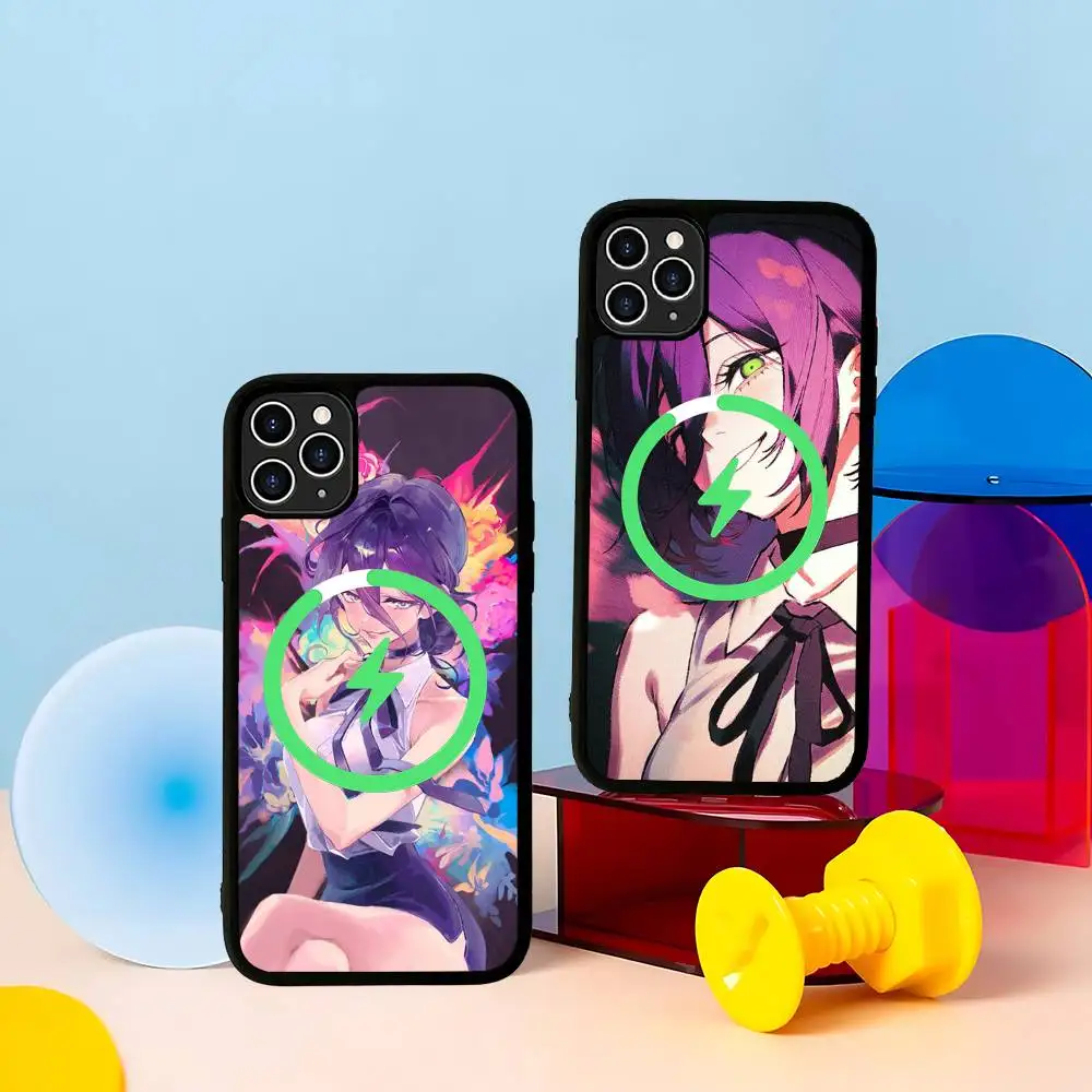 

Popular Anime C-Chainsaw M-Man R-Reze A-Arc Black Magsafe Magnetic Phone Case For IPhone 16 15 17 Pro Max 11 12 13 14 Plus