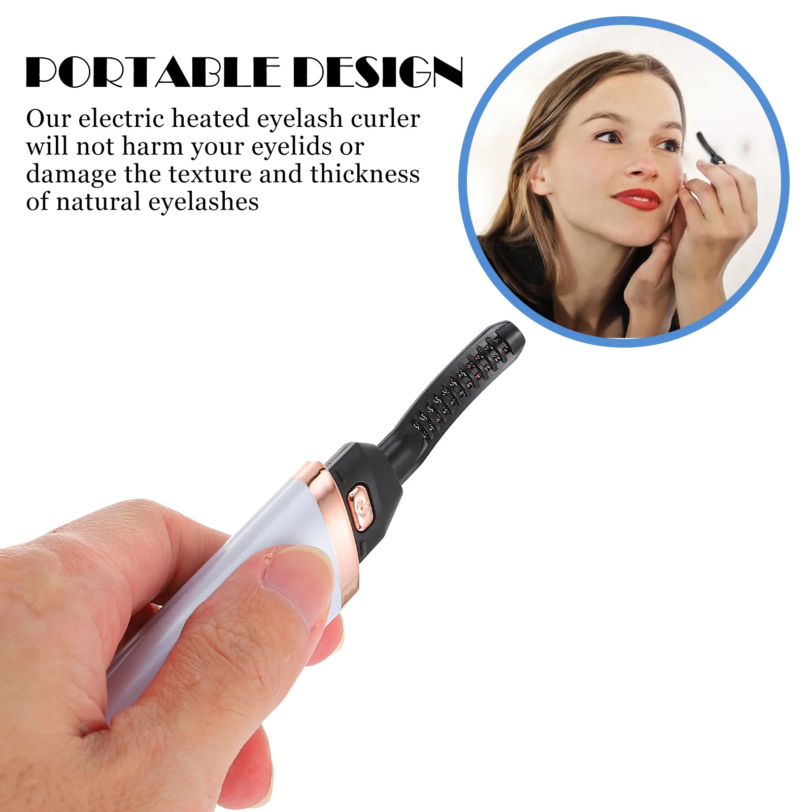 

Electric Eyelash Curler Rechargeable Heated Curling Tool 3 Temp Settings Anti-Scalding Portable Makeup Beauty Salon Eyelash