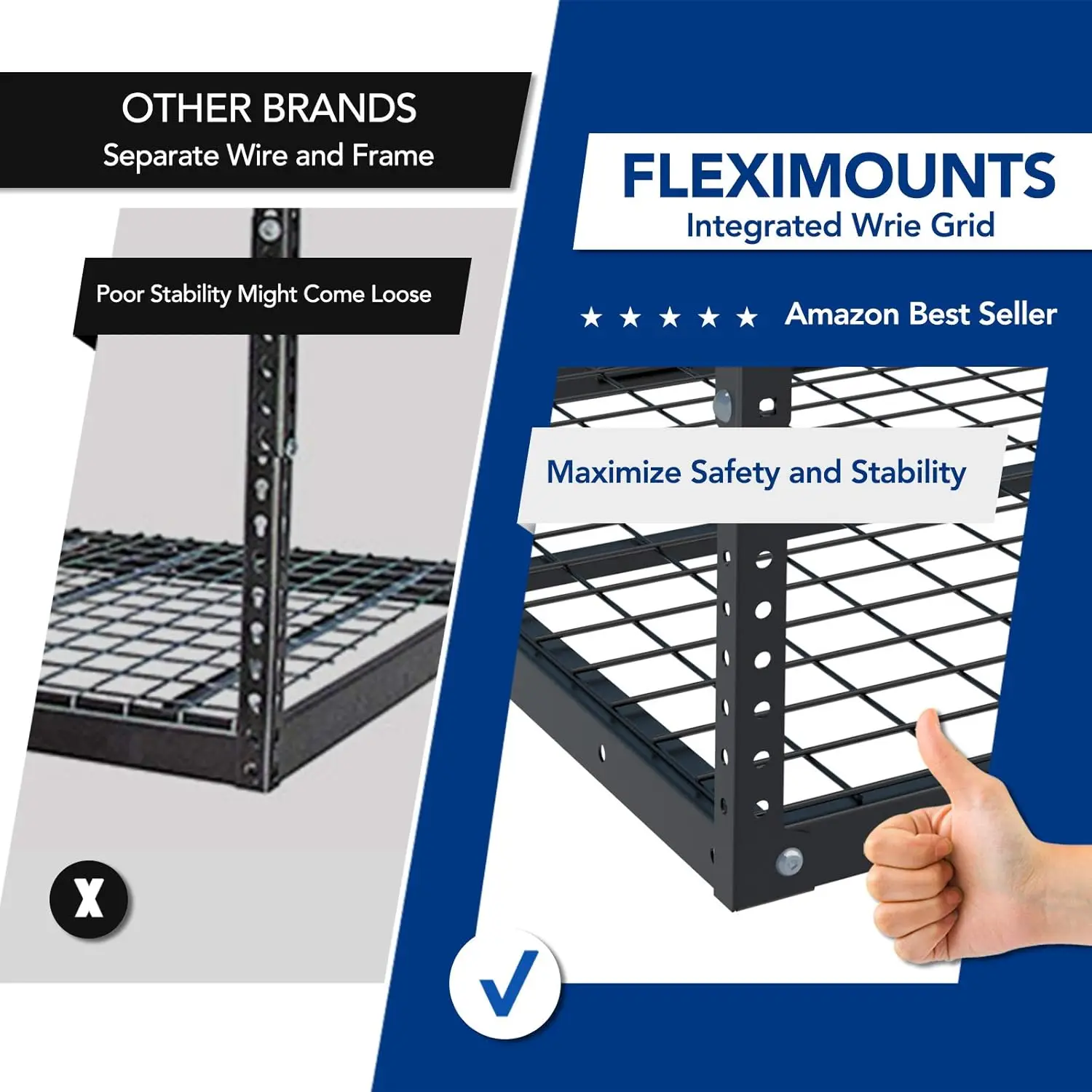 FLEXIMOUNTS 4x8 scaffale per Garage sopraelevato, sistema di organizzazione dello stoccaggio del Garage, Rack di stoccaggio a soffitto per Garage in metallo resistente,