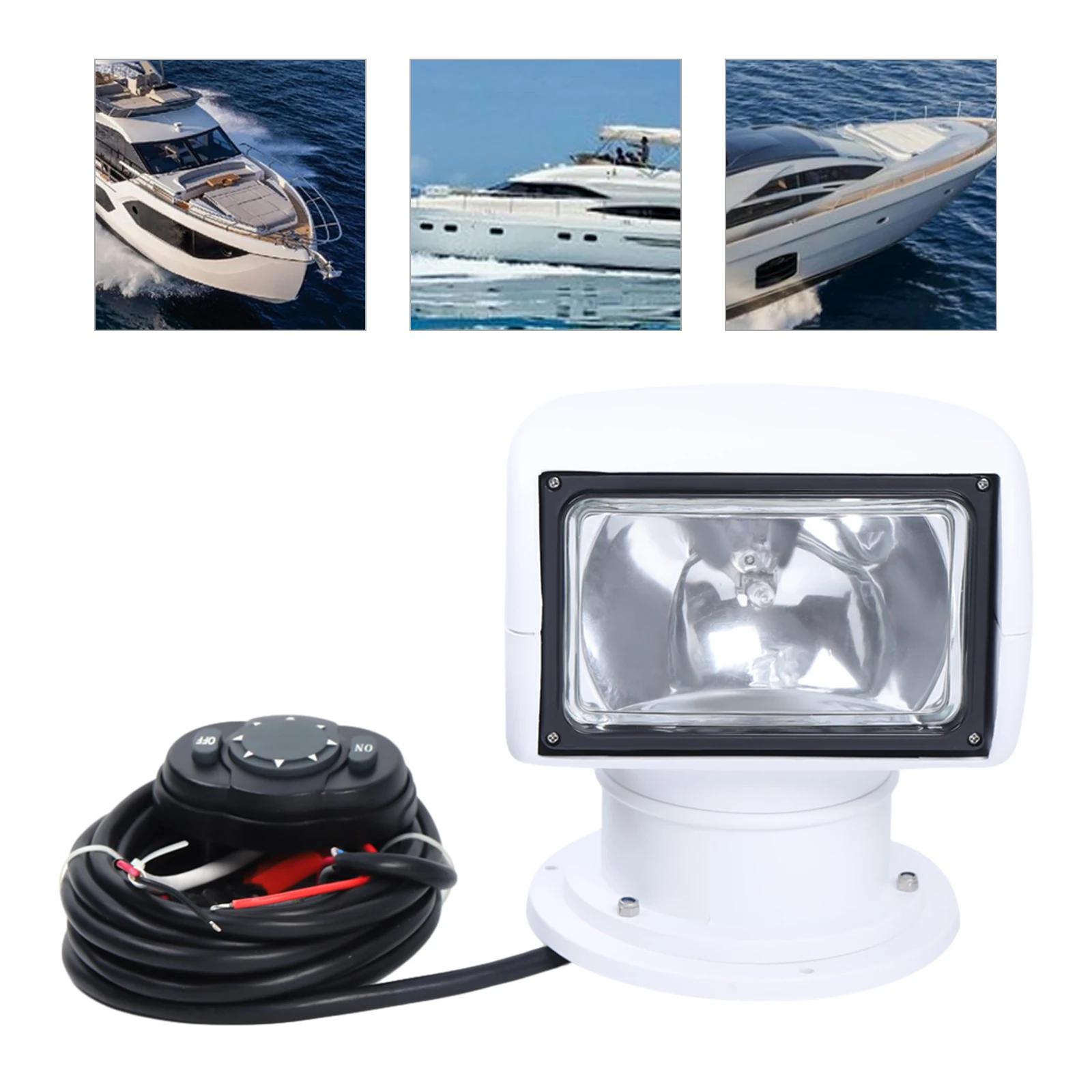 Reflector de barco con Control remoto, foco de barco, camión, coche, marino, bombilla halógena de 12V y 100W