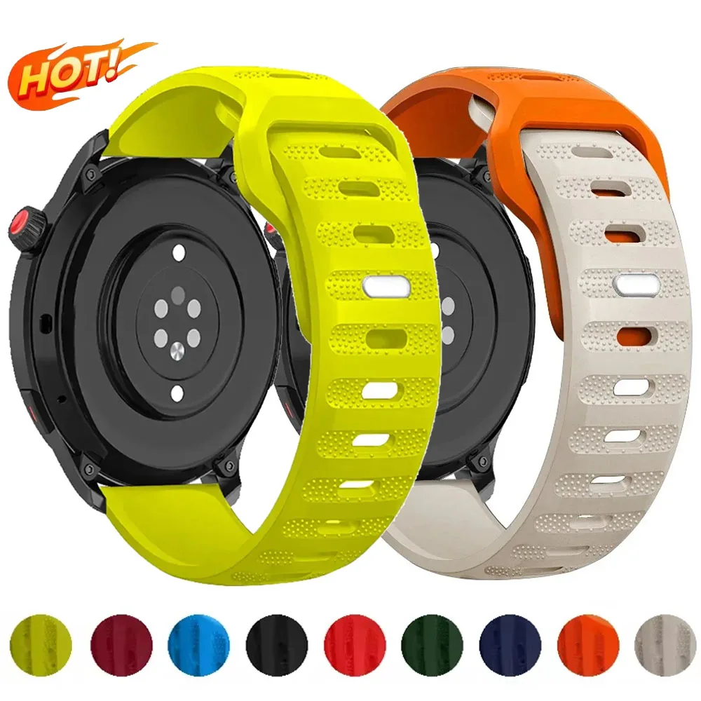 22/20mm Silicone Band For Huawei Watch 5/4/3/GT5-4-3-2 Pro 46mm Amazfit GTR 4/GTS 4/Bip 6-5 Breathable Belt Galaxy Watch 7/6/5/4