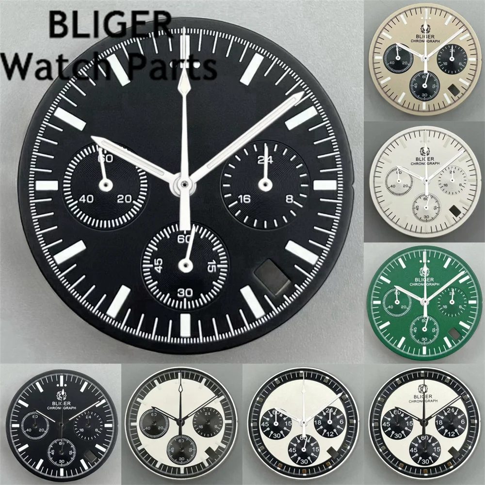 

BLIGER 31.5mm Quartz Watch dial With Hands Set Green Luminous for VK63 Quartz Movement Watch Accessories Maintenance Tools