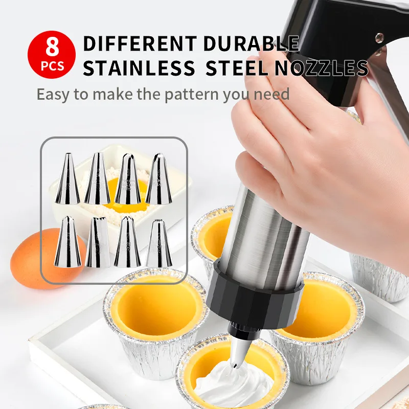 

D2 Cookie Machine Flower Mounting Gun Mold Flower Mounting Nozzle Extrusion Soybean Milk Oil Baking Tool Stainless Steel Set