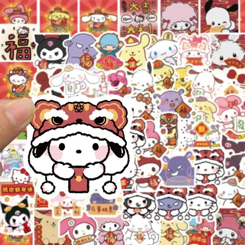 67Pcs/Set Sanrio Series Kawaii Kuromi High Quality My Melody Sticker Cute Cinnamoroll Sticker DIY Hand Account New Year Sticker