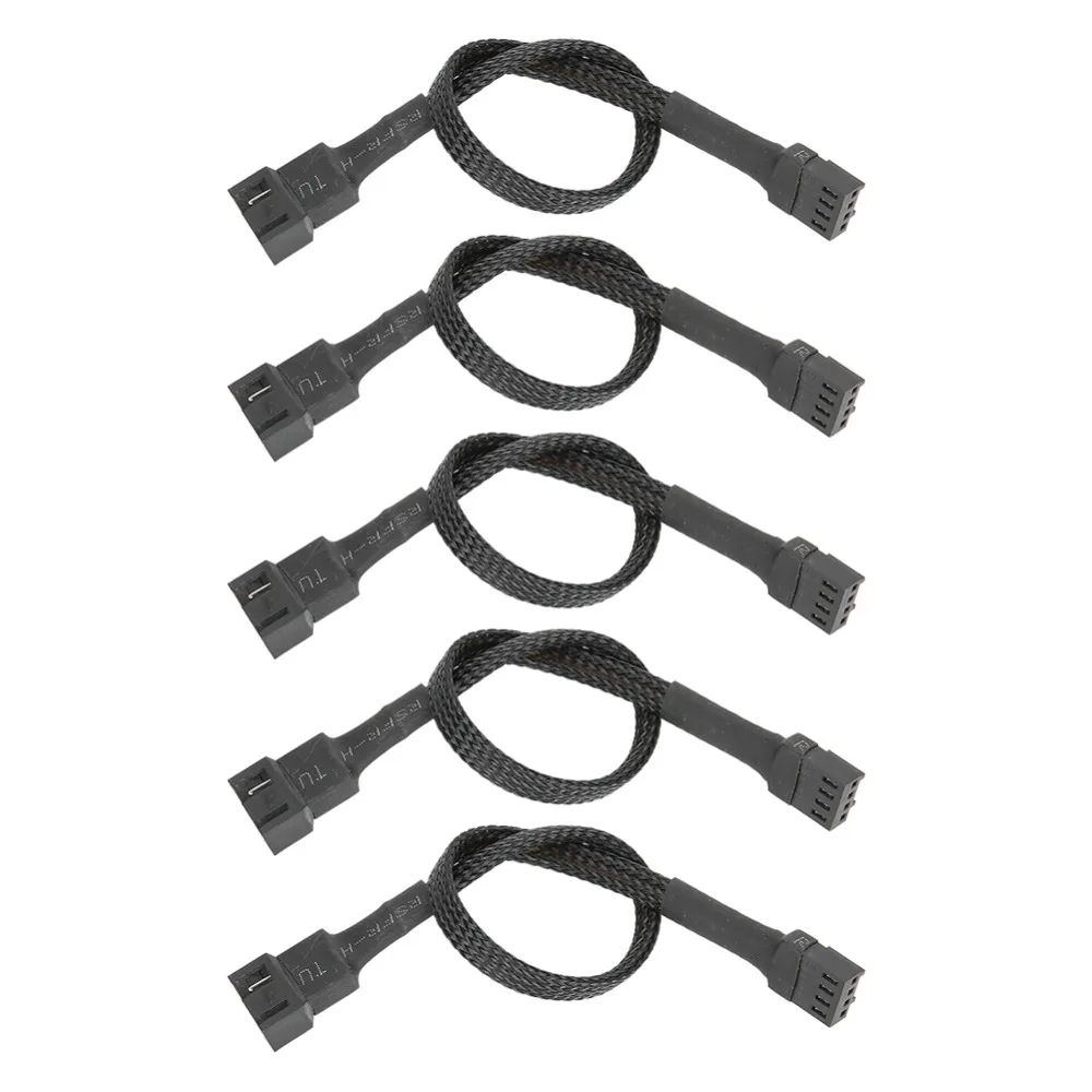 5PCS Practical 4-Pin Extension Cable 30cm Black PC Fan Cable Braideds rope PWM Fan Cable PC Fans