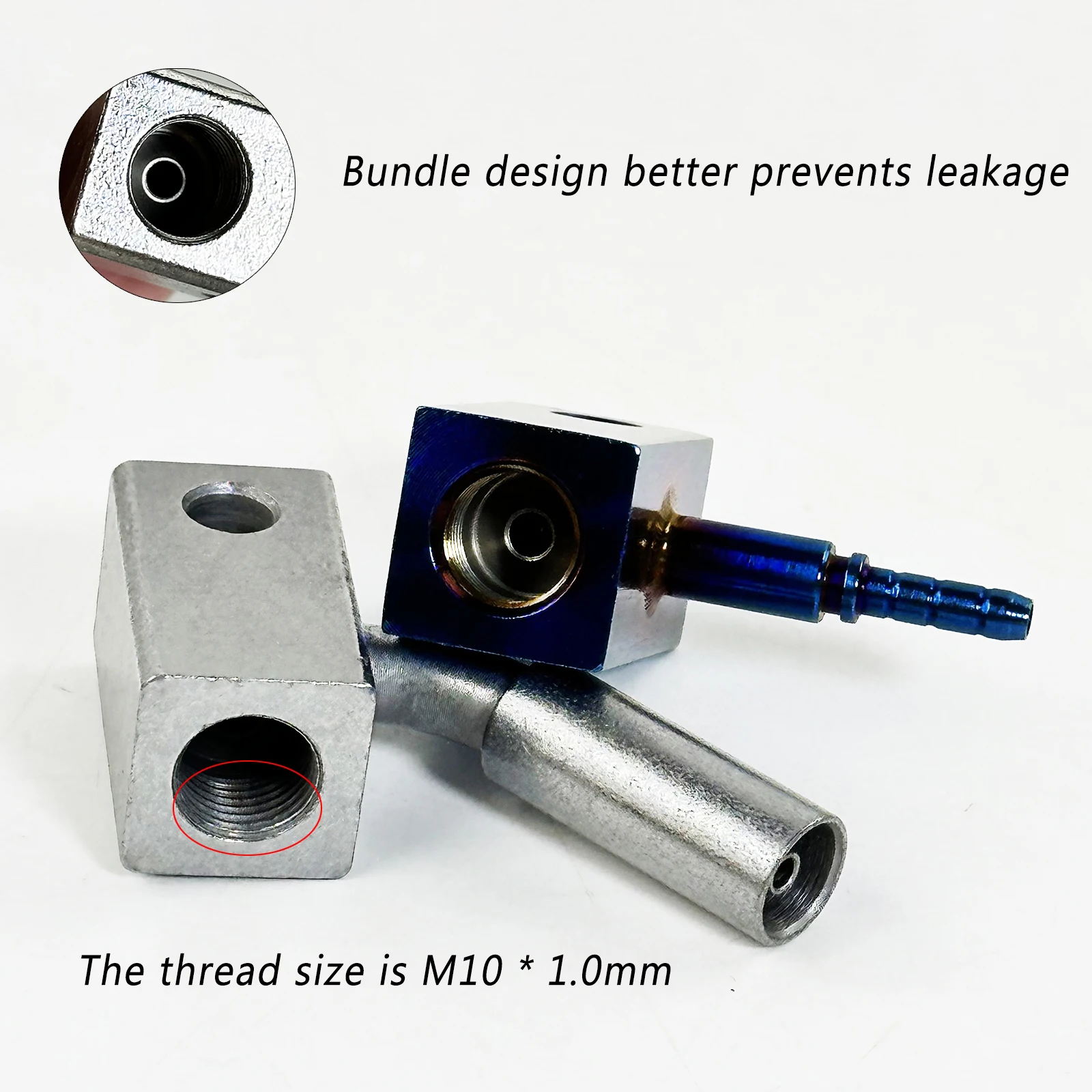 Blue/Silver M10*1.0mm Hydraulic Brake Hose Fitting Connector 3-Hole Split Type Double Way Adapter for Motorcycle Car Racing