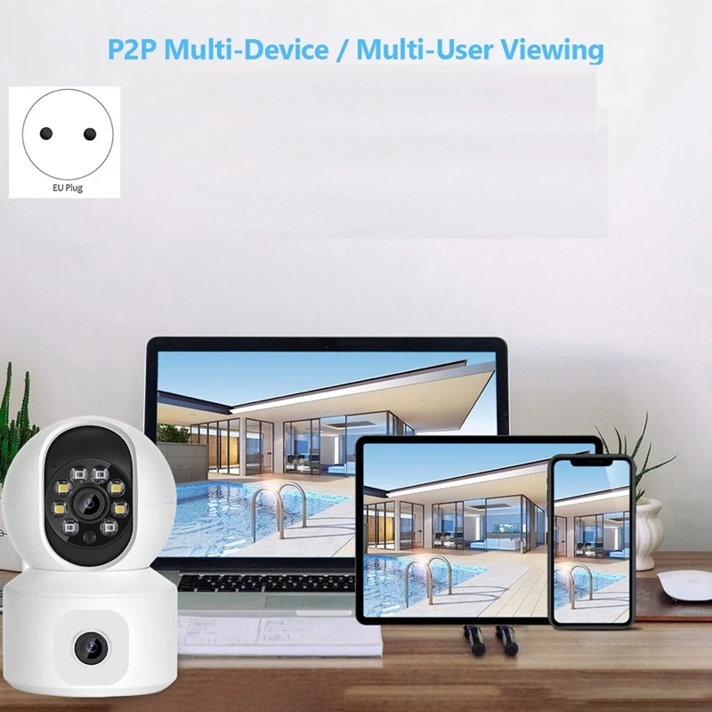 4mp Wifi Camera Dubbele Schermen Bewegingsdetectie Tweeweg Audio Binnen 4mp Mini Ptz Beveiliging Ip Camera Babyfoon