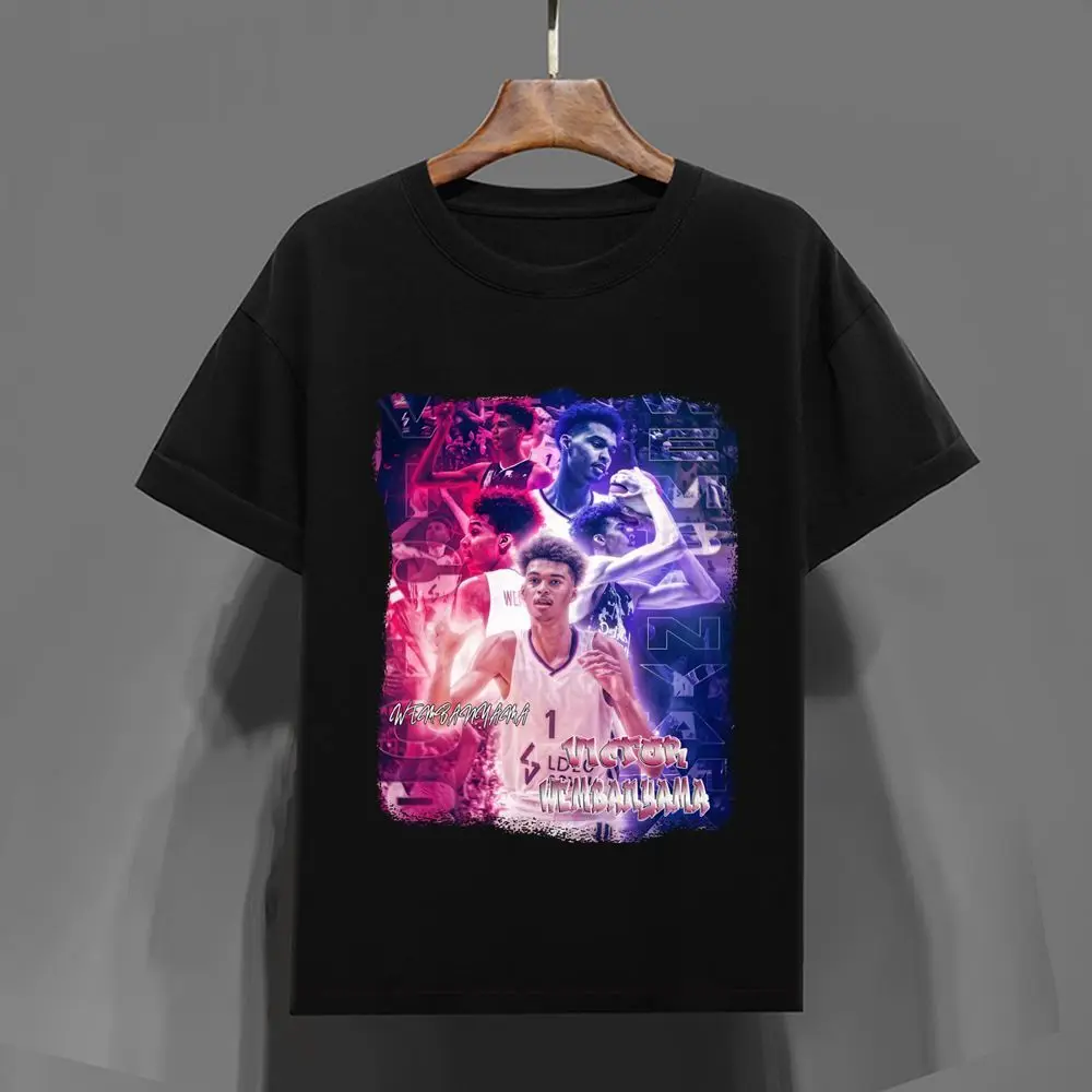 تي شيرت جديد لعام 2026 من Victor Wembanyama جرافيك 100% قطن للجنسين تي شيرت رياضي كبير الحجم يسمح بمرور الهواء للزوجين #3