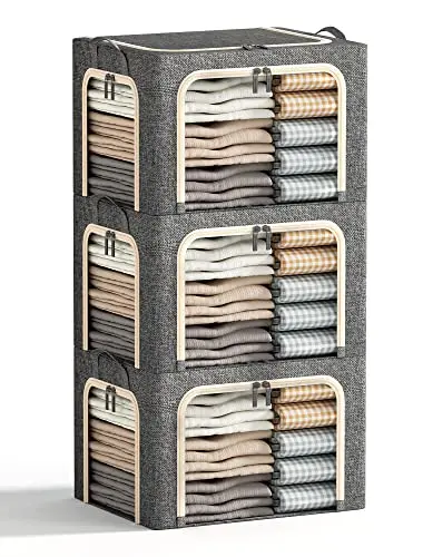 

3-секционные контейнеры для хранения одежды с металлическим каркасом, складные корзины для хранения одежды, контейнеры для хранения одежды с крышкой, для хранения белья