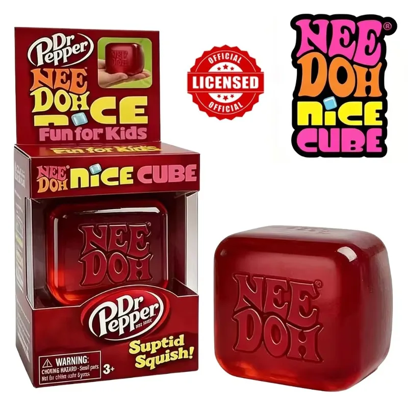 Dr Pepper NeeDoh Nice Cube Slow Rebound Squishy Fidget Toy Soft Sensory Squeeze Toy Stress Relief Anxiety Relief