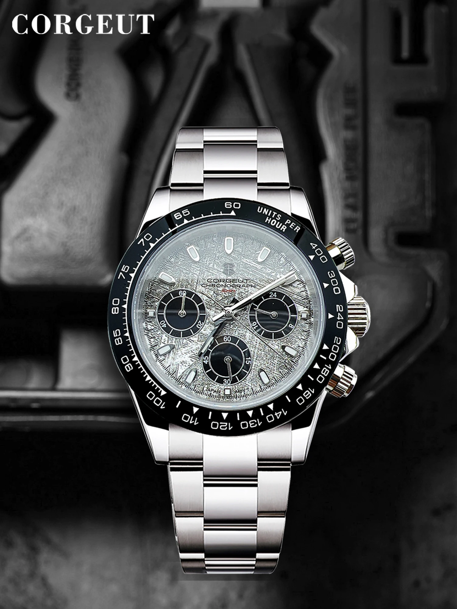 Orologio personalizzato da 39 mm al quarzo per uomo Cronografo di lusso Moda Zaffiro Orologi da polso da uomo sportivi alla moda con cinturino in acciaio