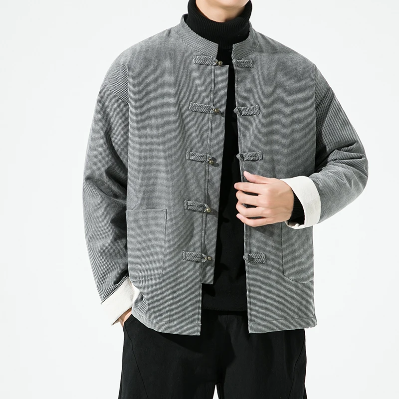 

Chinese Style Men Jacket 2025 Autumn Vintage Corduroy Jackets Men Tang Suit Outerwear Coats Men Oversized Vintage Jacket