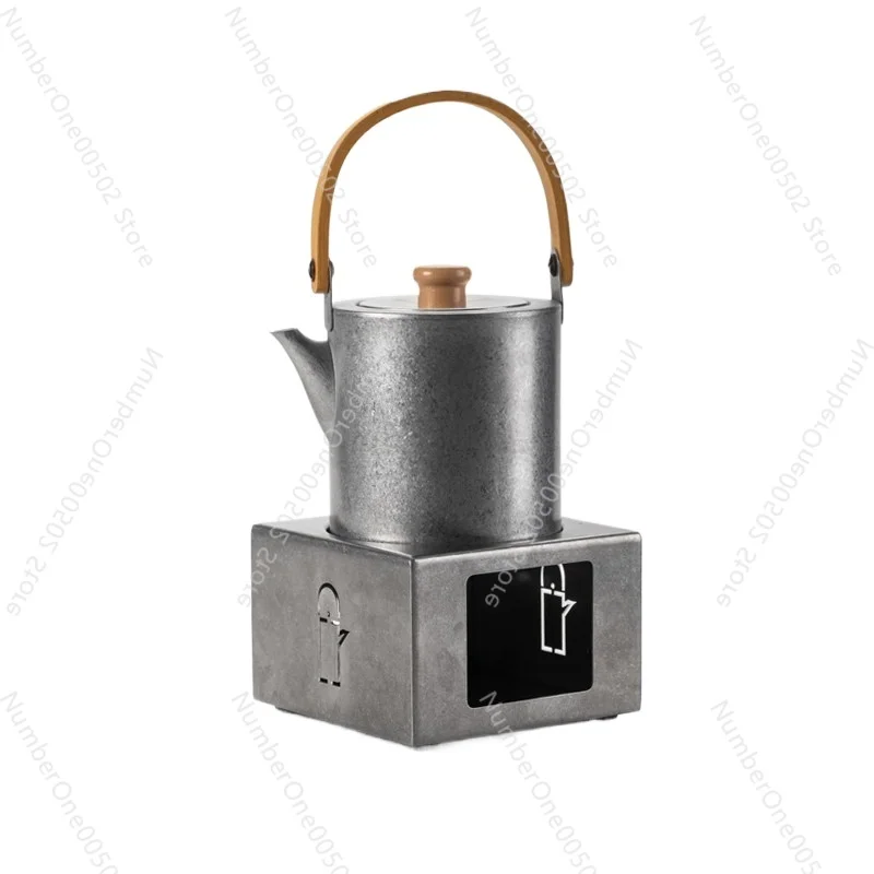 

Chinese Style Stainless Steel Teapot With Candle Warmer Portable Tea Brewing Pot For Women Personal Use