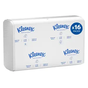 Universal C-Fold Paper Towels, Bulk Pack, Absorbent White Sheets (150/Pack, 16 Packs/Case, Total 2400)