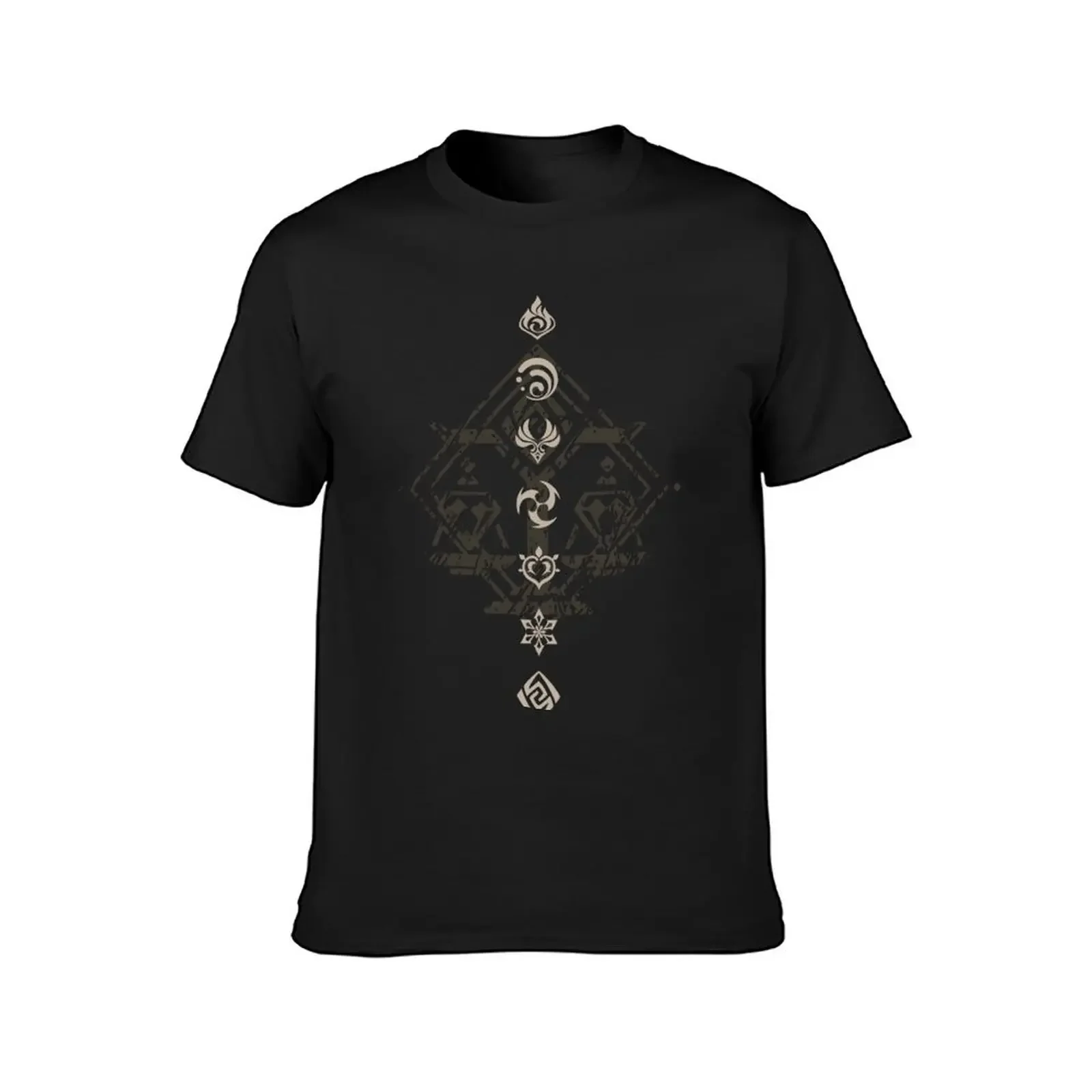 Genshin Impact All elements - Liyue version Camiseta de manga corta para hombre, ropa vintage, camisetas lisas de anime