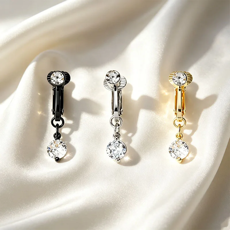 Non Piercing Circular Zircon Navel Clip, Multifunctional Fashion Belly Jewelry for Daily Wear & All Festival Gifts